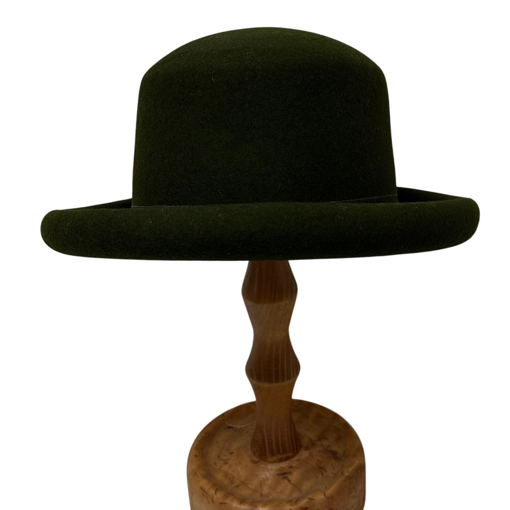 Charter Club Forest Green 100% Wool Bowler Hat Made in Italy WPL8046